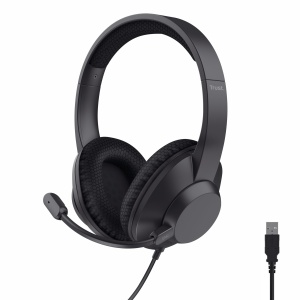 Casti audio Trust Ayda Max cu microfon, Noise Cancelling, USB, 1.8m