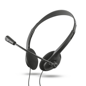 Casti audio Trust Primo cu cablu de 3.5 mm, microfon ajustabil, design confortabil