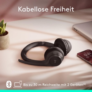 Casti Bluetooth fara fir Logitech Zone 300 cu microfon incl. anulare a zgomotului, compatibile cu Windows, Mac, Chrome, Linux, iOS, iPadOS, Android - Negru - Img 4