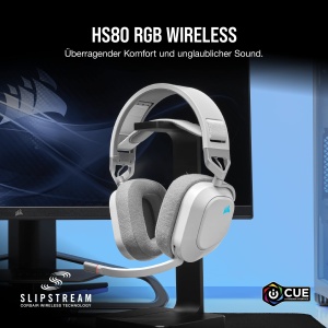 Casti de gaming multiplatforma CORSAIR HS80 RGB WIRELESS - Dolby Atmos - Microfon omnidirectional - Compatibil iCUE - PC, Mac, PS5, PS4 - Alb - Img 3