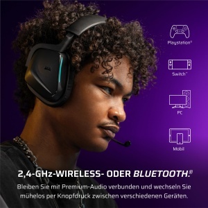 Casti Gaming Wireless Corsair Void v2 Dolby Atmos Bluetooth 70 ore autonomie Carbon - Img 4