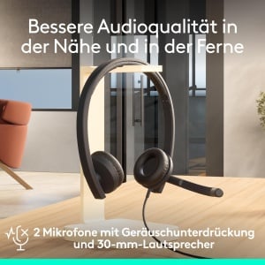 Casti Logitech H570e USB-C cu Microfon Stereo Noise Cancelling Certificat Microsoft Teams Negru - Img 3