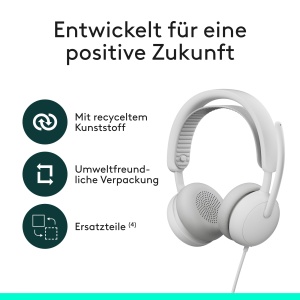 Casti Logitech Zone Wired 2 USB-C cu ANC Hibrid Adaptiv si Microfon cu Reducere de Zgomot - Alb - Img 9