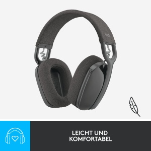 Casti over-ear wireless usoare Logitech Zone Vibe 100 cu microfon cu anulare a zgomotului, casti Bluetooth multipunct, functioneaza cu Teams, Google Meet, Zoom, Mac/PC - Graphite - Img 9
