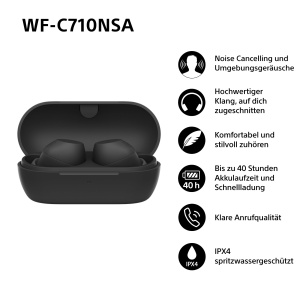 Casti Sony WF-C710NSA cu anulare a zgomotului cu adevarat wireless casti usoare control tactil conexiune multipunct IPX4 baterie de pana la 40 HR inca - Img 2
