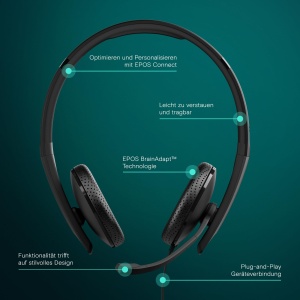 Casti USB EPOS C10 cu microfon, casti cu fir cu conexiune USB-C simpla si flexibila si tehnologie EPOS BrainAdapt. - Img 2