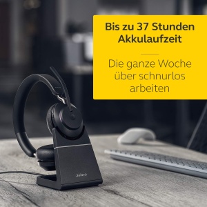 Casti wireless Jabra Evolve2 65 cu stand de incarcare Noise Cancelling Bluetooth 50 Negru - Img 5