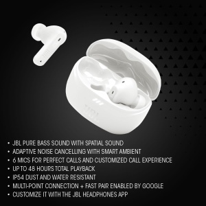 Casti wireless JBL Tune Beam 2 Bluetooth Noise-Cancelling 48h autonomie Negru - Img 2