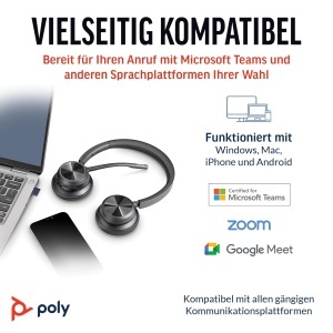 Casti wireless Poly Voyager 4320 UC cu microfon Noise Cancelling Bluetooth certificare Microsoft Teams - Img 6