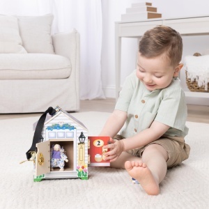 Casuta din lemn pentru copii Melissa Doug, cu sonerii, 4 figurine, multicolor - Img 6