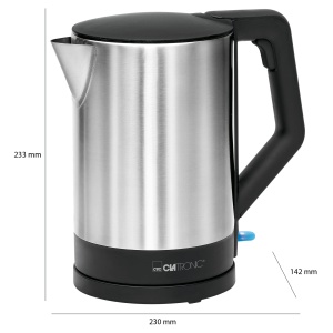 Ceainic Clatronic(r) | Capacitate de 1,5 litri | Capac cu balamale de siguranta | Putere 2200 W | element de incalzire ascuns | oprire automata | Statie de baza cu bobina | WKS 3692 negru/inox - Img 7