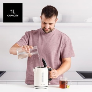 Ceainic electric Taurus Vintage Compact Cream | 2400 W | 1 L | Baza 360deg | Oprire automata | LED | maner ergonomic | Viziera de apa | Otel inoxidabil | Cutit de cupa | Crema - Img 3