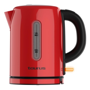 Ceainic electric Taurus Vintage Compact Red | 2400 W | 1 L | Baza 360deg | Oprire automata | LED | maner ergonomic | Viziera de apa | Otel inoxidabil | Indicator de cupa | Rosu