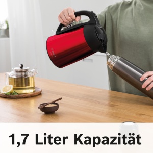 Ceainic fara fir Bosch DesignLine TWK3P424 Ceainic fara fir DesignLine, turnare fara stropire, indicator ceasca, indicator nivel apa, protectie la supraincalzire, 1,7 L, 2400 W, rosu - Img 6