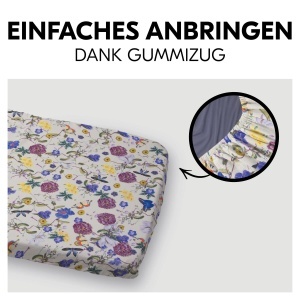 Cearsaf pentru patut bebe hauck 60x120 cm, Musselin, Bej Floral - Img 5