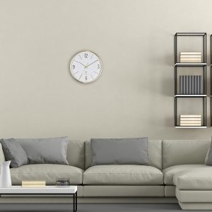 Ceas de perete TFA Dostmann 60.3534.55, 30cm, metal auriu, sticla - Img 3