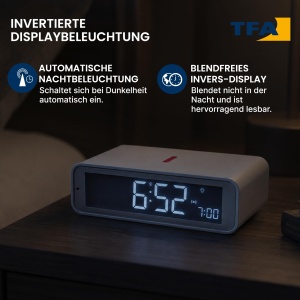 Ceas de perete TFA Dostmann Digital Funk-Wecker Twist, design elegant - Img 4