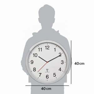 Ceas de perete TFA Dostmann XL, model 60.3545.02, argintiu-alb, 40 cm - Img 3
