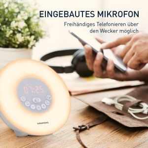 Ceas desteptator Grundig Lichtwecker, cu simulare a rasaritului, 10 sunete naturale, LED colorat - Img 7