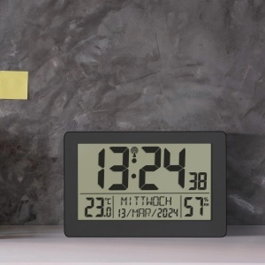Ceas digital de perete TFA Dostmann 60.2557.01, negru, cu alarma si termometru - Img 8