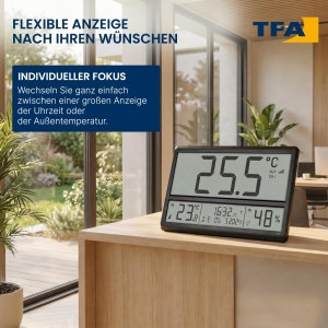 Ceas digital TFA Dostmann 60.4523.01 cu temperatura exterioara, negru - Img 6