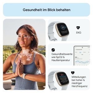 Ceas inteligent Google Fitbit Sense 2 GPS, EKG, Blue MistSoft Gold - Img 6