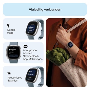 Ceas inteligent Google Fitbit Versa 4, GPS, 6 zile autonomie, albastru - Img 5