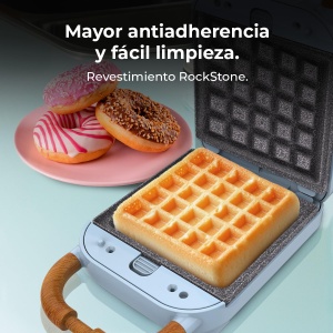 Cecotec Sandwich Maker Vintage Rock'Ntoast Retro One Blue. 700W, 3 placi interschimbabile, design retro, acoperire cu piatra de stanca, indicator luminos, baza antiderapanta, maner rece, cleste de blocare - Img 5