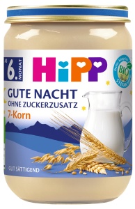 Cereale pentru bebelusi HiPP Gute Nacht 7-Cereale 6 x 190g, fara zahar adaugat