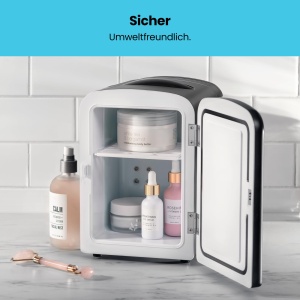 Chefman | Mini frigider portabil Iceman Black, raceste si incalzeste, Frigider mic cu 4 litri, 6 compartimente pentru produse cosmetice, gustari, machiaj, alimentare AC/DC, casa/masina/dormitor - Img 6