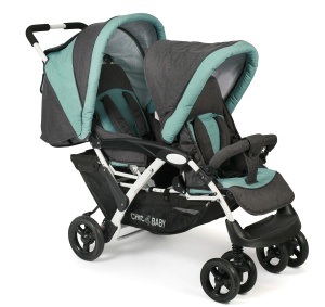CHIC 4 BABY - Carucior Sibling DUO cu landou si husa de ploaie, Carucior Sibling pentru doi copii, carucior twin, carucior twin, carucior tandem, carucior tandem, carucior, menta melange - Img 2