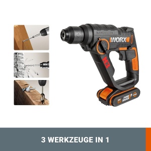 Ciocan rotopercutor WORX WX390, 20V, 3-in-1, compact, usor - Img 2