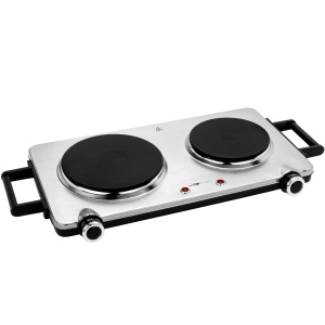 Clatronic(r) Placa dubla din otel inoxidabil | Plita cu 2 plite | 2500W | plita electrica cu manere Cool Touch | Plite cu protectie la supraincalzire | DKP 3668 E - Img 1