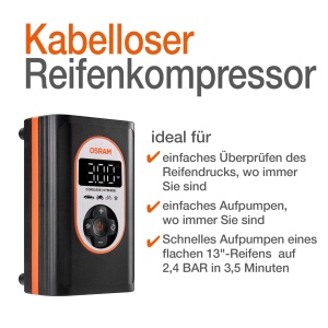 Compresor de aer OSRAM TYREinflate 4000, wireless, cu acumulator Li-Ion, 3.5 min umflare - Img 5
