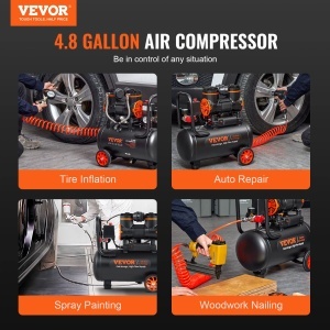 Compresor de aer VEVOR 18L, 900W, 70dB, silentios, ideal pentru reparatii auto - Img 6