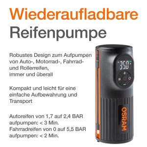Compresor portabil OSRAM TYREinflate 2000, reincarcabil, cu USB, design compact - Img 6