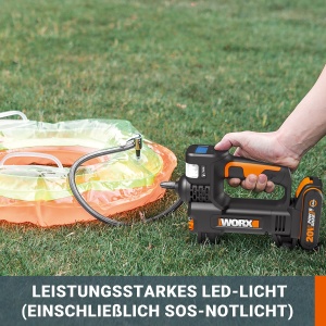 Compresor portabil Worx WX092 20V 150 PSI LED multifunctional - Img 5