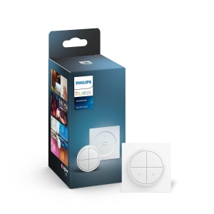 Comutator Philips Hue Tap pentru sisteme de iluminat Hue, Dimmer inteligent pentru controlul luminilor, Comutator de lumina fara fir fara instalare, alb - Img 1