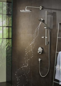 Conector perete hansgrohe FixFit S, cu prevenire a refluxului, bronz periat - Img 3