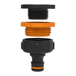 Conector robinet universal Fiskars Multi 1027051, 3 dimensiuni filet, negruportocaliu - Img 5