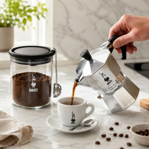 Container cafea Bialetti 250 g, sticla, negru-transparent, cu capac etans - Img 6
