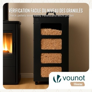 Container pentru peleti VOUNOT, 45 kg, cu roti, negru, design modern - Img 4