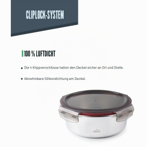 Containere alimentare Lacor Ecoinox 1500 ml, otel inoxidabil, cu capac si sistem ClipLock - Img 6