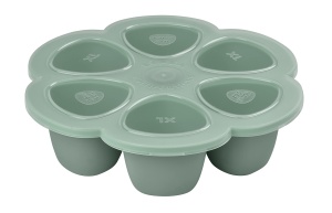 Containere pentru alimente Beaba, 6 compartimente, 150 ml, silicon, verde salvie