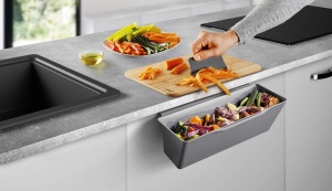 Contenitor pentru resturi organice Metaltex, 35x16x13 cm, cu rascador, gri - Img 3