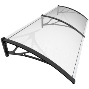Copertina pentru usa VOUNOT 200 x 80 cm, din aluminiu si policarbonat, transparenta, neagra