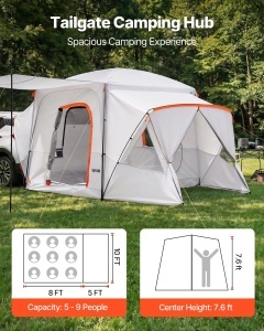 Cort de camping VEVOR SUV cu capacitate pentru 5-9 persoane, impermeabil, 3964 x 3050 x 2330 mm - Img 2
