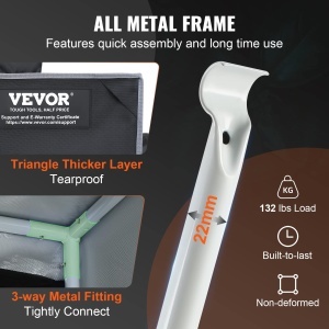 Cort de Cultivare VEVOR GT2000D48, 122x122x203cm, 60kg Capacitate, NegruGri - Img 3