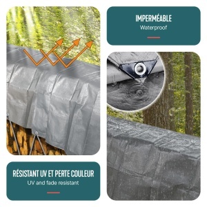 Cort de protectie VOUNOT 3x5m 240 gm gri, rezistent la apa - Img 4