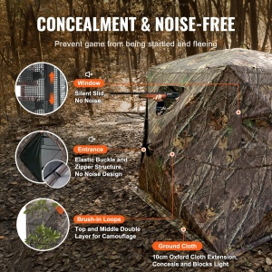 Cort de vanatoare VEVOR Unisex Camuflaj 2205x2205x1750 mm rezistent la intemperii - Img 3